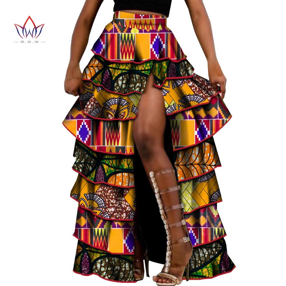 African High - Waist Cupcake Skirt – Bazin Riche Summer Statement Skirt for Women - Free Delivery Worldwide only at Flexi Africa