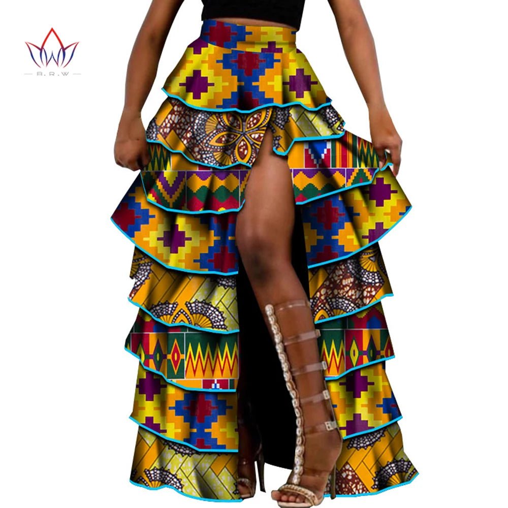 African High - Waist Cupcake Skirt – Bazin Riche Summer Statement Skirt for Women - Free Delivery Worldwide only at Flexi Africa