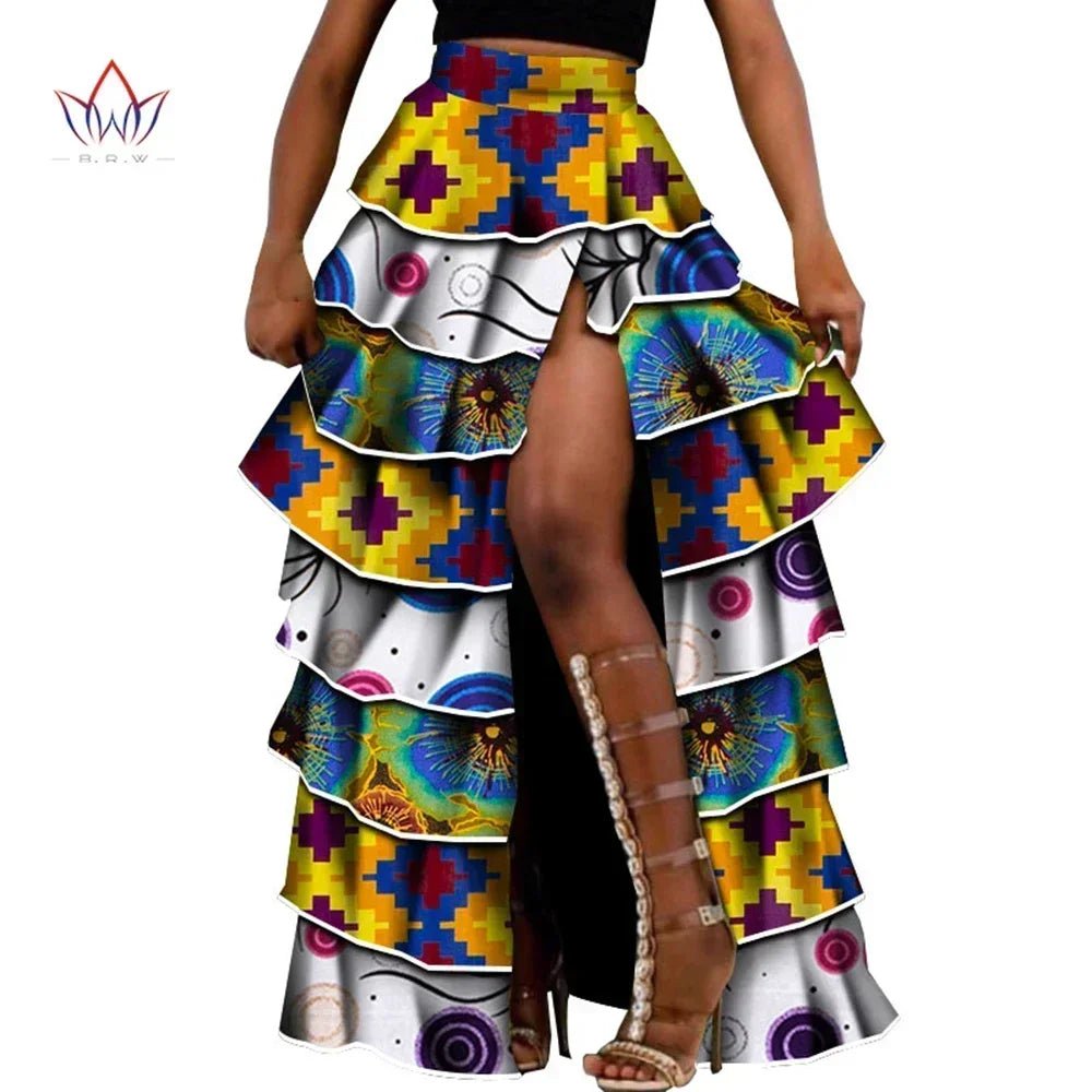 African High - Waist Cupcake Skirt – Bazin Riche Summer Statement Skirt for Women - Free Delivery Worldwide only at Flexi Africa