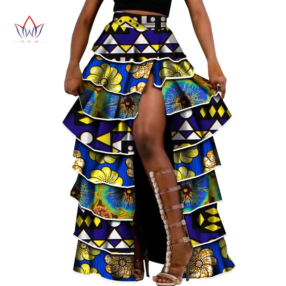 African High - Waist Cupcake Skirt – Bazin Riche Summer Statement Skirt for Women - Free Delivery Worldwide only at Flexi Africa