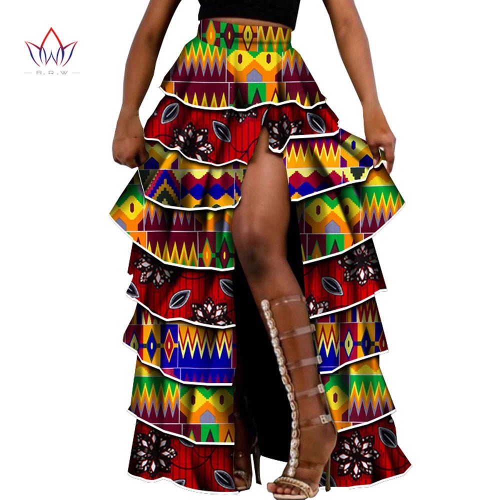 African High - Waist Cupcake Skirt – Bazin Riche Summer Statement Skirt for Women - Free Delivery Worldwide only at Flexi Africa