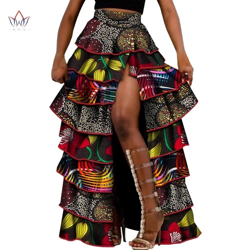 African High - Waist Cupcake Skirt – Bazin Riche Summer Statement Skirt for Women - Free Delivery Worldwide only at Flexi Africa