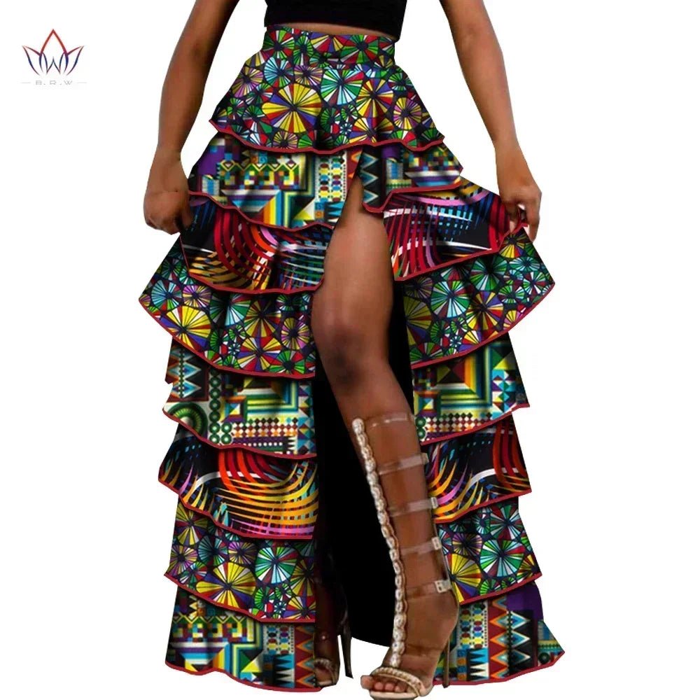 African High - Waist Cupcake Skirt – Bazin Riche Summer Statement Skirt for Women - Free Delivery Worldwide only at Flexi Africa