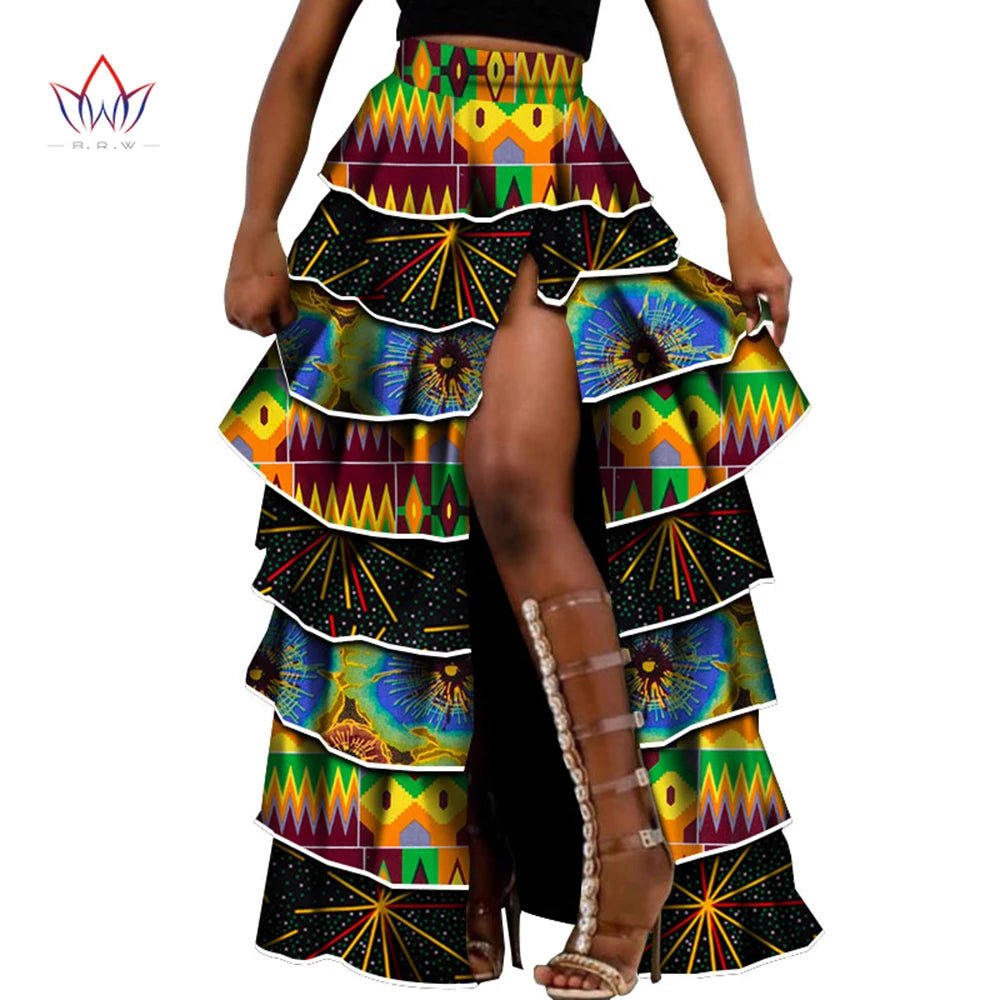 African High - Waist Cupcake Skirt – Bazin Riche Summer Statement Skirt for Women - Free Delivery Worldwide only at Flexi Africa