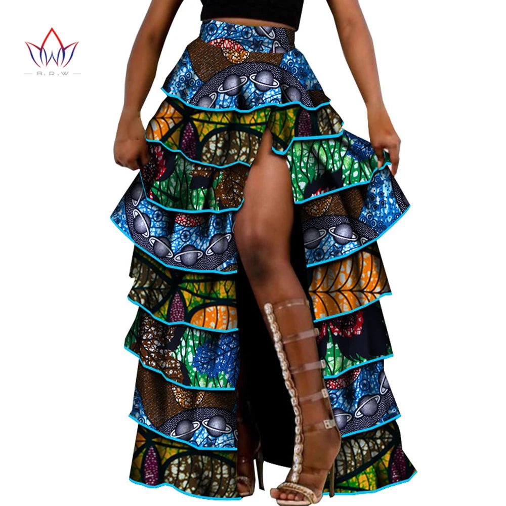 African High - Waist Cupcake Skirt – Bazin Riche Summer Statement Skirt for Women - Free Delivery Worldwide only at Flexi Africa
