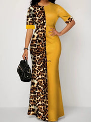 African Inspired Dashiki Print Leopard Robe Gowns: Elegant Long Maxi Dresses - Flexi Africa - Flexi Africa offers Free Delivery Worldwide - Vibrant African traditional clothing showcasing bold prints and intricate designs