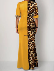 African Inspired Dashiki Print Leopard Robe Gowns: Elegant Long Maxi Dresses - Flexi Africa - www.flexiafrica.com - FREE POST