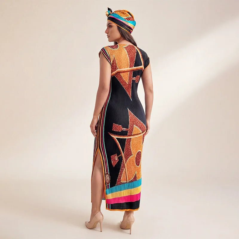 African - Inspired Long Robe Dress with Scarf – Modest Fashion - Free Delivery Worldwide only at Flexi Africa
