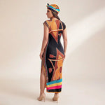 African - Inspired Long Robe Dress with Scarf – Modest Fashion - Free Delivery Worldwide only at Flexi Africa