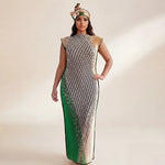 African - Inspired Long Robe Dress with Scarf – Modest Fashion - Free Delivery Worldwide only at Flexi Africa