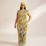 African - Inspired Long Robe Dress with Scarf – Modest Fashion - Free Delivery Worldwide only at Flexi Africa