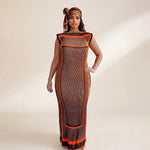 African - Inspired Long Robe Dress with Scarf – Modest Fashion - Free Delivery Worldwide only at Flexi Africa