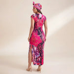 African - Inspired Long Robe Dress with Scarf – Modest Fashion - Free Delivery Worldwide only at Flexi Africa