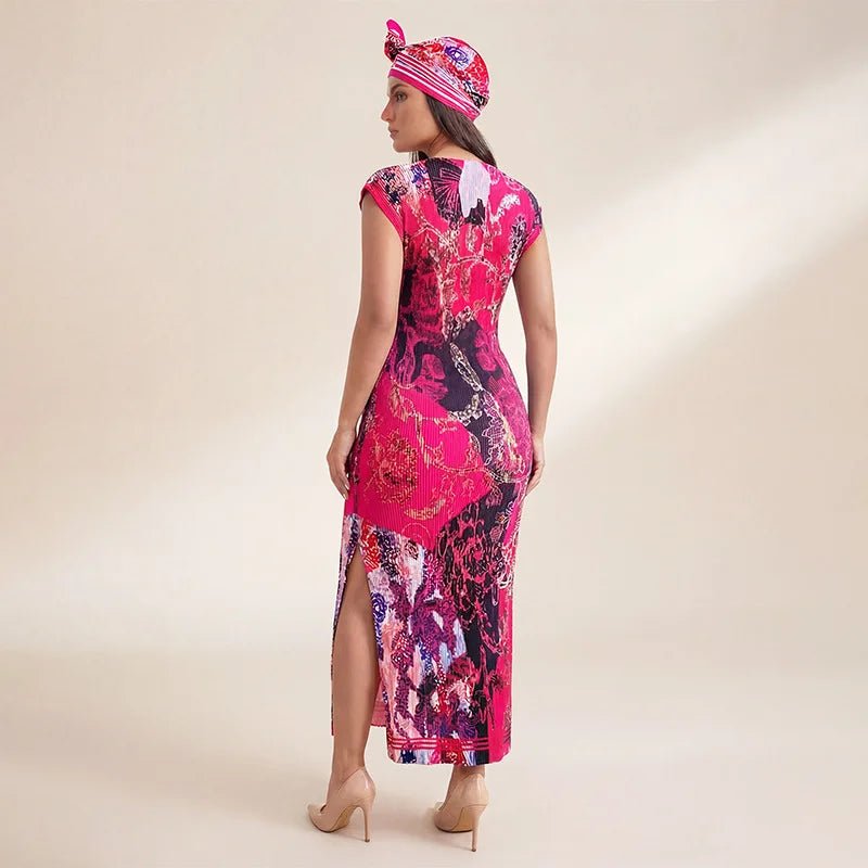 African - Inspired Long Robe Dress with Scarf – Modest Fashion - Free Delivery Worldwide only at Flexi Africa