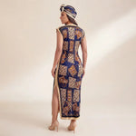 African - Inspired Long Robe Dress with Scarf – Modest Fashion - Free Delivery Worldwide only at Flexi Africa