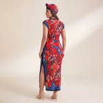 African - Inspired Long Robe Dress with Scarf – Modest Fashion - Free Delivery Worldwide only at Flexi Africa