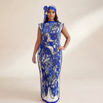 African - Inspired Long Robe Dress with Scarf – Modest Fashion - Free Delivery Worldwide only at Flexi Africa