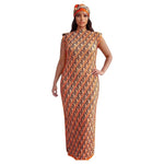 African - Inspired Long Robe Dress with Scarf – Modest Fashion - Free Delivery Worldwide only at Flexi Africa