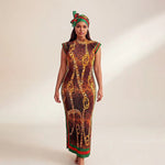 African - Inspired Long Robe Dress with Scarf – Modest Fashion - Free Delivery Worldwide only at Flexi Africa