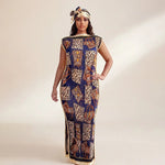 African - Inspired Long Robe Dress with Scarf – Modest Fashion - Free Delivery Worldwide only at Flexi Africa