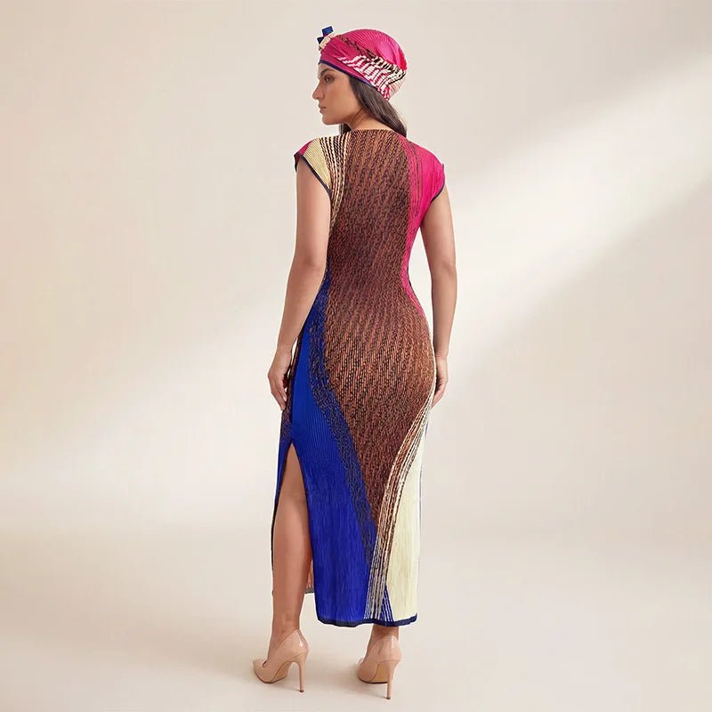 African - Inspired Long Robe Dress with Scarf – Modest Fashion - Free Delivery Worldwide only at Flexi Africa