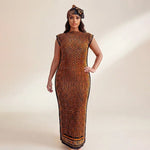 African - Inspired Long Robe Dress with Scarf – Modest Fashion - Free Delivery Worldwide only at Flexi Africa