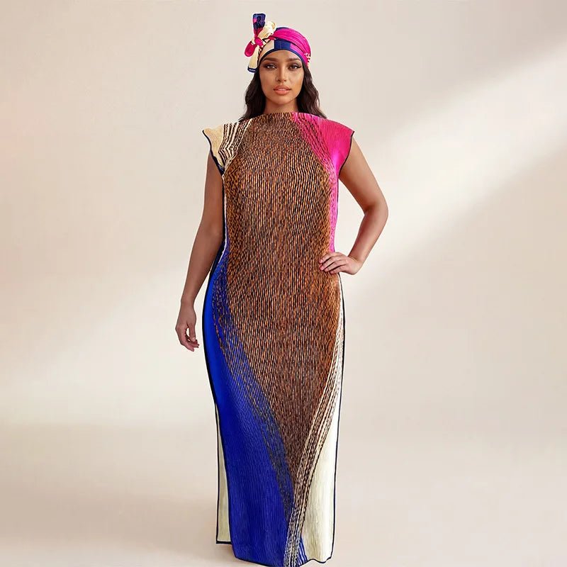 African - Inspired Long Robe Dress with Scarf – Modest Fashion - Free Delivery Worldwide only at Flexi Africa