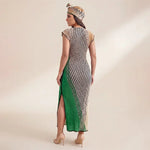 African - Inspired Long Robe Dress with Scarf – Modest Fashion - Free Delivery Worldwide only at Flexi Africa