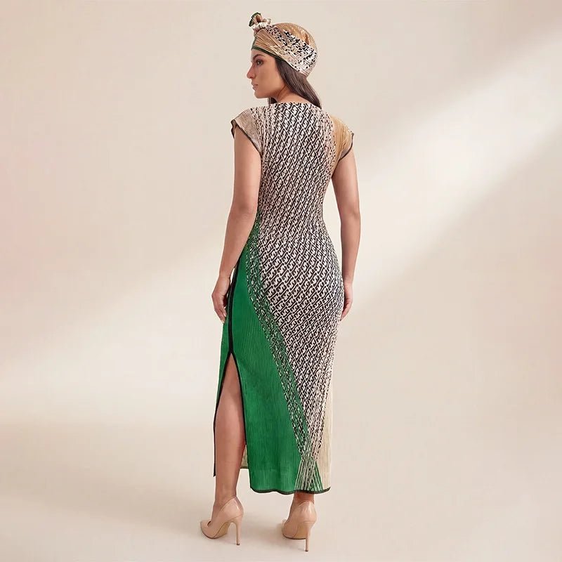 African - Inspired Long Robe Dress with Scarf – Modest Fashion - Free Delivery Worldwide only at Flexi Africa