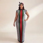 African - Inspired Long Robe Dress with Scarf – Modest Fashion - Free Delivery Worldwide only at Flexi Africa