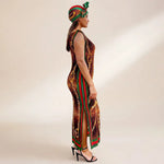 African - Inspired Long Robe Dress with Scarf – Modest Fashion - Free Delivery Worldwide only at Flexi Africa