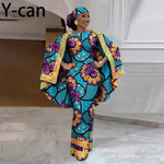 African-Inspired Maxi Dress with Cape & Headscarf - Free Delivery Worldwide only at Flexi Africa
