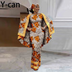 African-Inspired Maxi Dress with Cape & Headscarf - Free Delivery Worldwide only at Flexi Africa