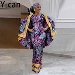 African-Inspired Maxi Dress with Cape & Headscarf - Free Delivery Worldwide only at Flexi Africa
