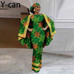 African-Inspired Maxi Dress with Cape & Headscarf - Free Delivery Worldwide only at Flexi Africa