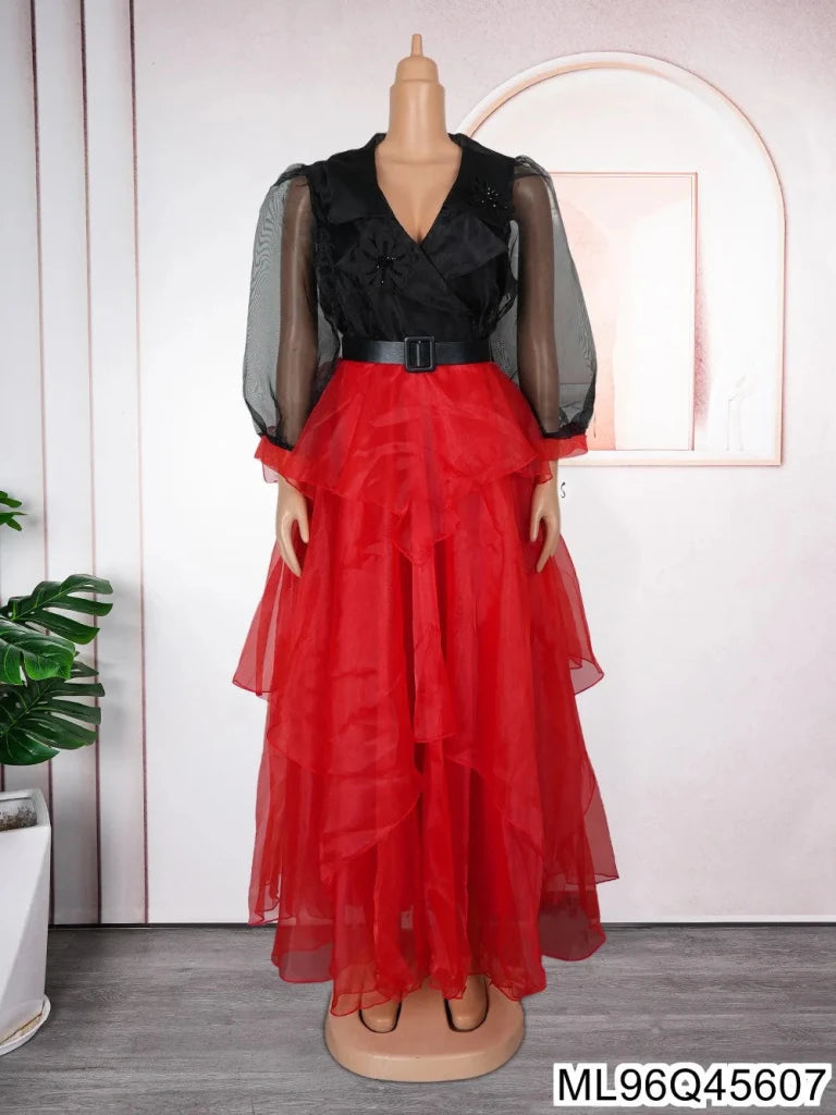 African - Inspired Plus Size Elegant Maxi Dress – Sweet & Spicy Color - Block Style - Free Delivery Worldwide only at Flexi Africa