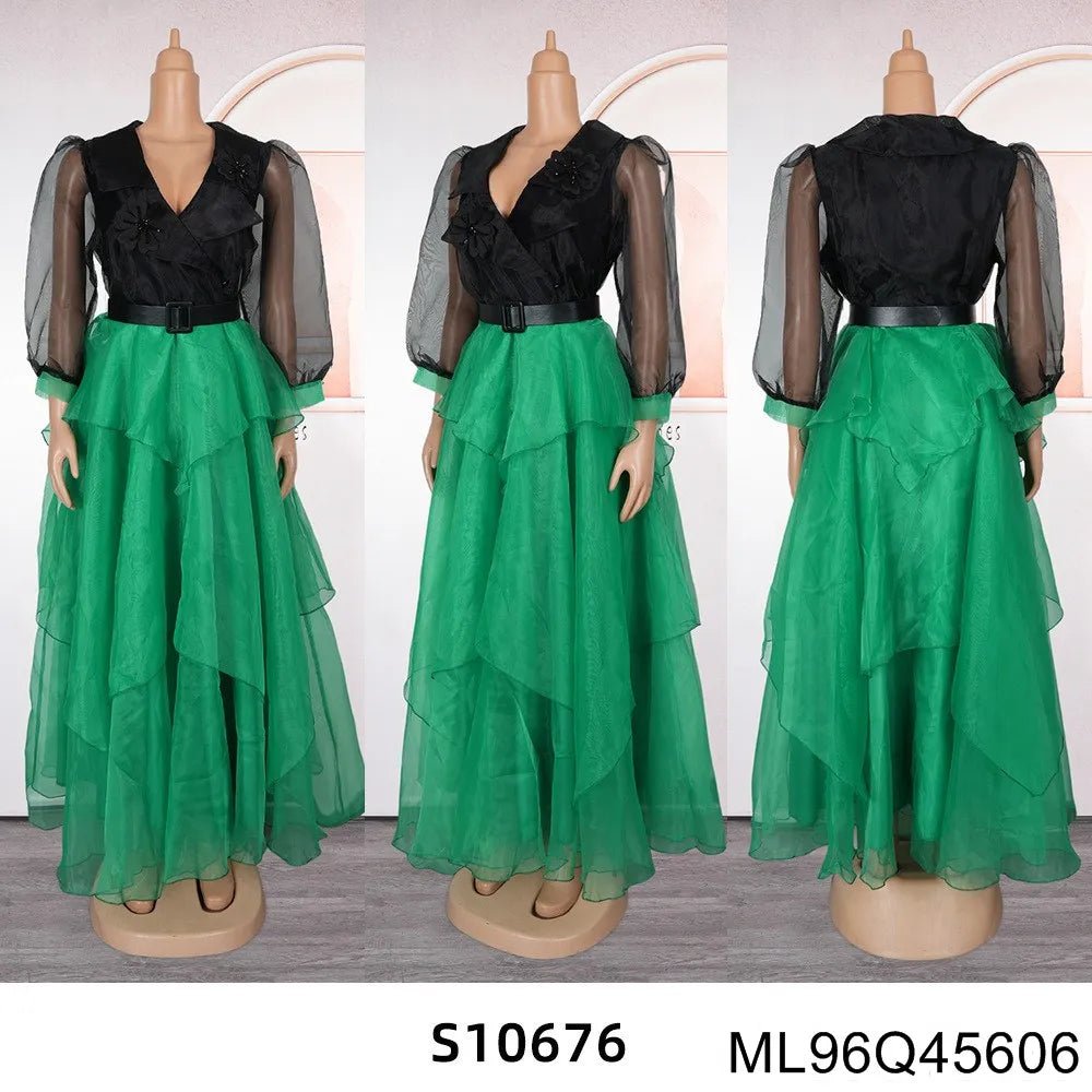 African - Inspired Plus Size Elegant Maxi Dress – Sweet & Spicy Color - Block Style - Free Delivery Worldwide only at Flexi Africa