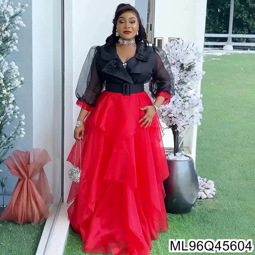 African - Inspired Plus Size Elegant Maxi Dress – Sweet & Spicy Color - Block Style - Free Delivery Worldwide only at Flexi Africa