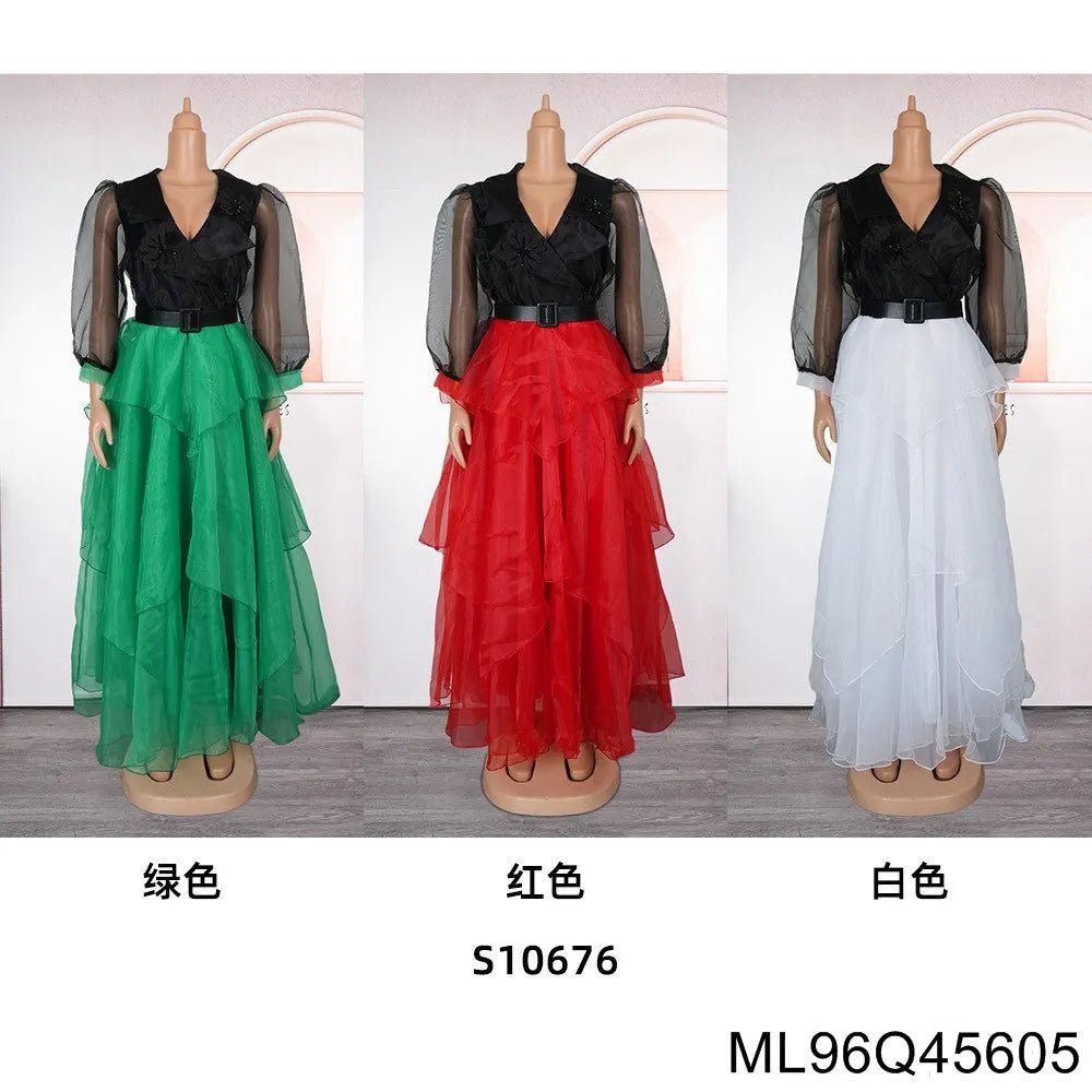 African - Inspired Plus Size Elegant Maxi Dress – Sweet & Spicy Color - Block Style - Free Delivery Worldwide only at Flexi Africa