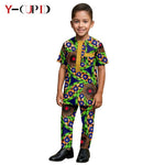 African Kids Dashiki Print Silk – Bazin Riche Boys Outfit & Traditional Suit - Free Delivery Worldwide only at Flexi Africa
