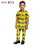 African Kids Dashiki Print Silk – Bazin Riche Boys Outfit & Traditional Suit - Free Delivery Worldwide only at Flexi Africa
