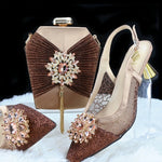 African Ladies Peep-Toe Heels & Bag Set – Coffee Party Shoes - Free Delivery Worldwide only at Flexi Africa
