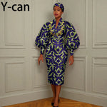 African Long Party Dress for Women – Puff Sleeve V - Neck Slim Dress Free Delivery Worldwide only at Flexi Africa