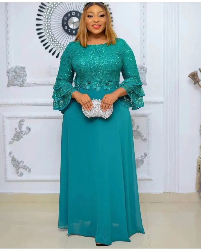 African Maxi Dress for Women (L–3XL) – Elegant Solid Color Long Dress - Free Delivery Worldwide only at Flexi Africa