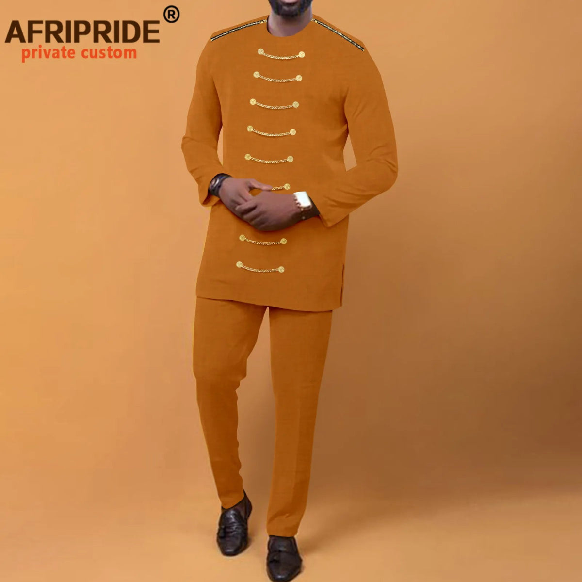 African Men Clothing Zip Blazer and Ankara Pants 2 Piece Set Dashiki Attire Plus Size Outfits with Chain Bazin Riche A2216033 - Free Delivery Worldwide only at Flexi Africa