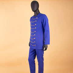 African Men Clothing Zip Blazer and Ankara Pants 2 Piece Set Dashiki Attire Plus Size Outfits with Chain Bazin Riche A2216033 - Free Delivery Worldwide only at Flexi Africa
