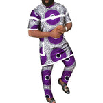 African Men’s 2PC Set – Patchwork Short Sleeve Top with Pocket & Matching Pants - Free Delivery Worldwide only at Flexi Africa