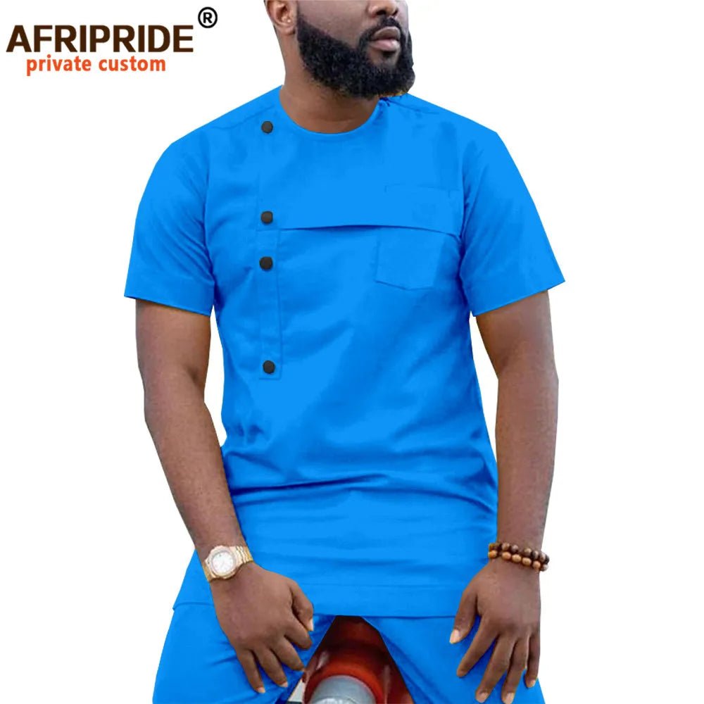 African Men’s Ankara 2PC Outfit – Dashiki Short Sleeve Shirt and Pants Set - Free Delivery Worldwide only at Flexi Africa