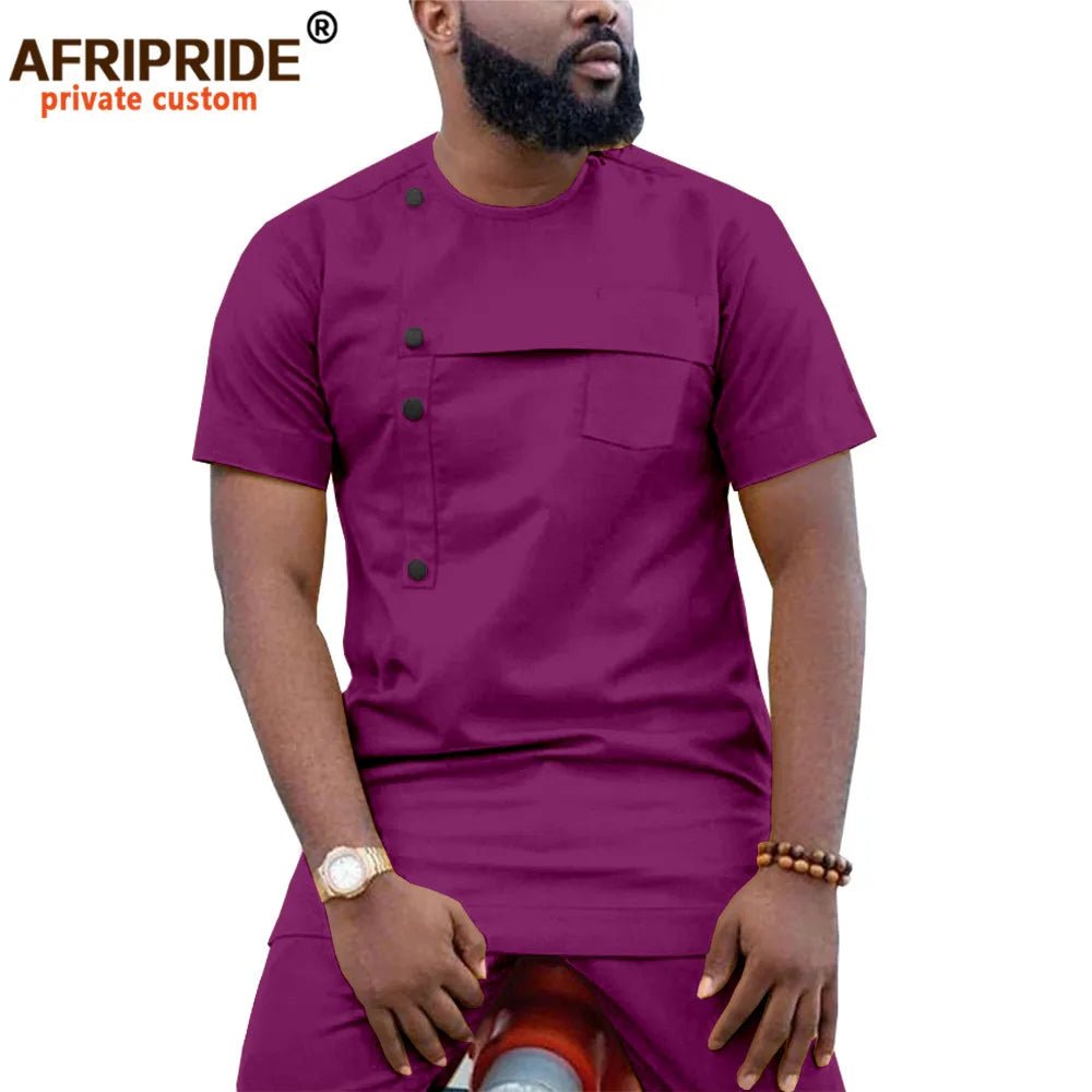 African Men’s Ankara 2PC Outfit – Dashiki Short Sleeve Shirt and Pants Set - Free Delivery Worldwide only at Flexi Africa