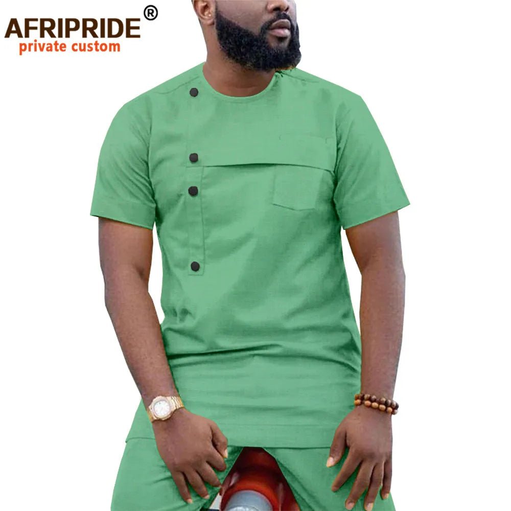 African Men’s Ankara 2PC Outfit – Dashiki Short Sleeve Shirt and Pants Set - Free Delivery Worldwide only at Flexi Africa